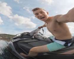 He loves adventure sports including riding water scooters in Ramsey Lake.